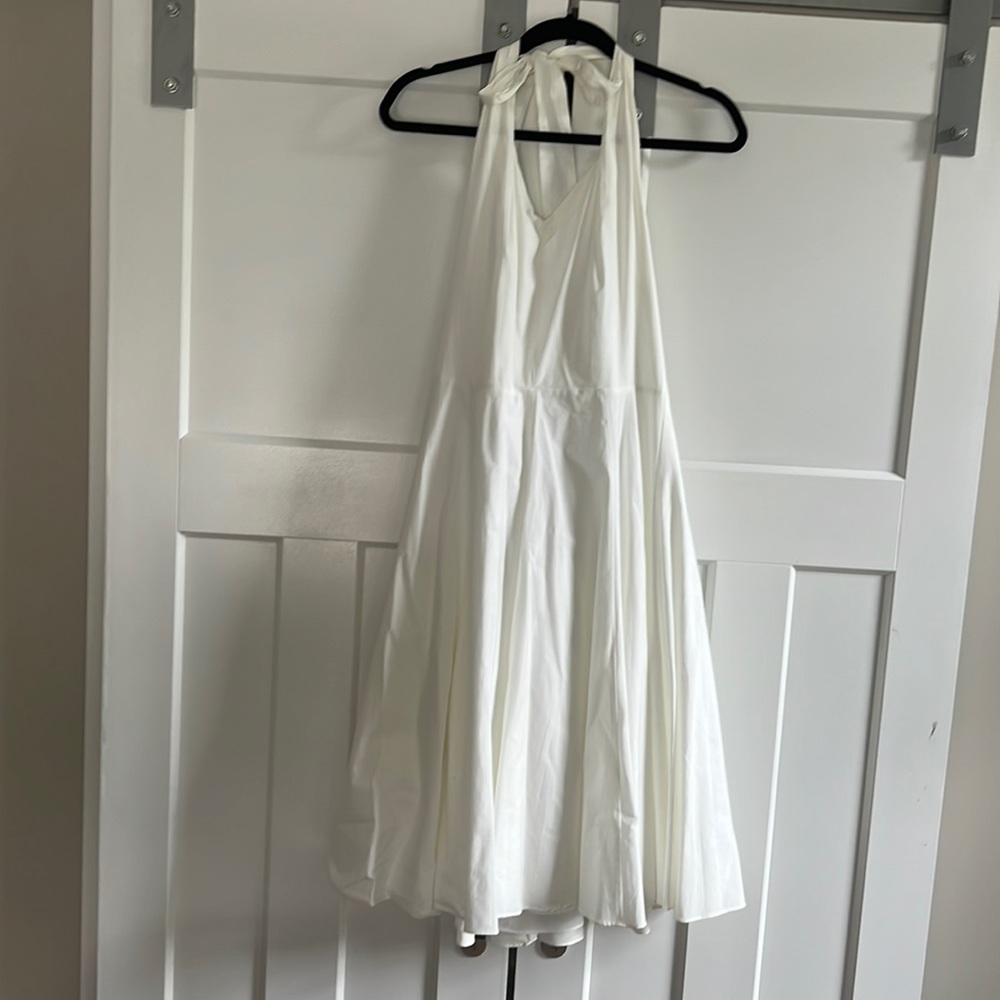 Ann Taylor White Poplin halter dress - backless